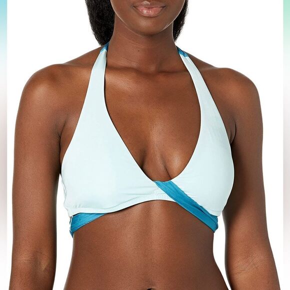 New with tags BCBGMAXAZRIA Plunge V-Neck Front Twist Triangle Halter Bikini sz 8 - Picture 1 of 7